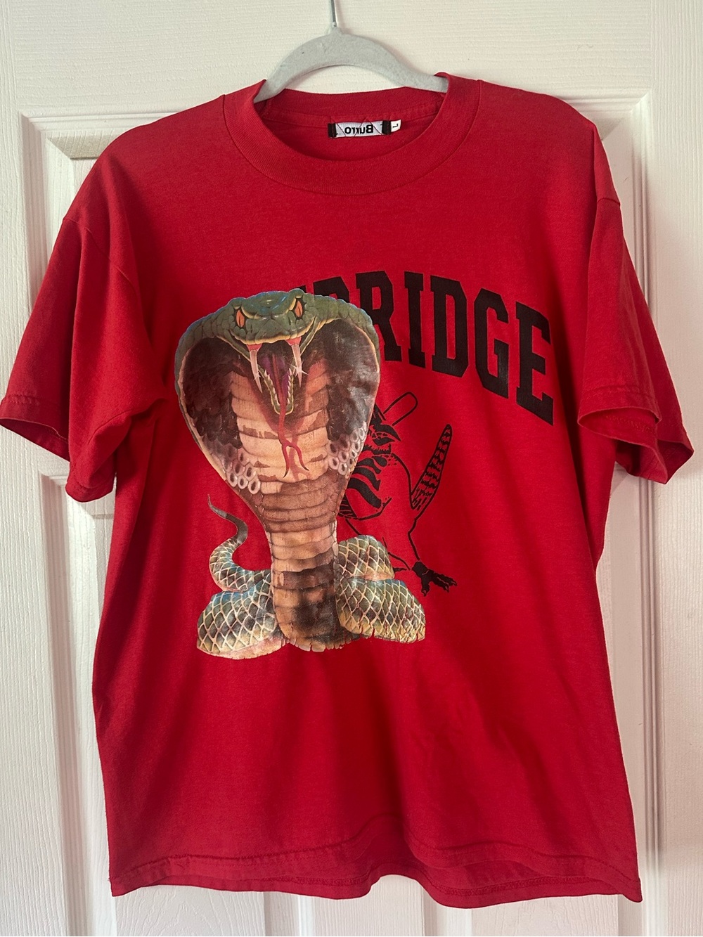 BURRO Red Crewneck double graphic cobra Tee - Size L